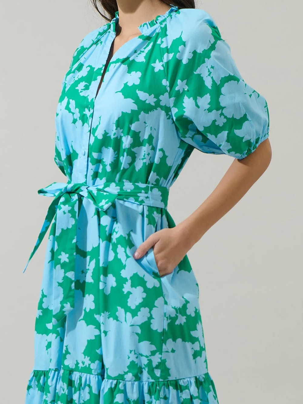 NWT Sugarlips Riona Floral Wynette Tie-Waist Midi/Maxi Dress - Picture 8 of 9